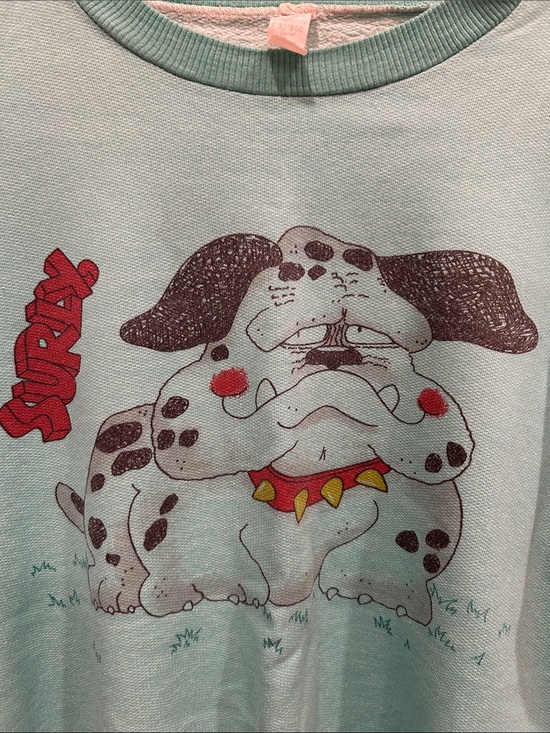 No brand Tops - Vintage Italian Teal Blue Dog Graphic Pet Tee, “Surly”  - Bought in Rome